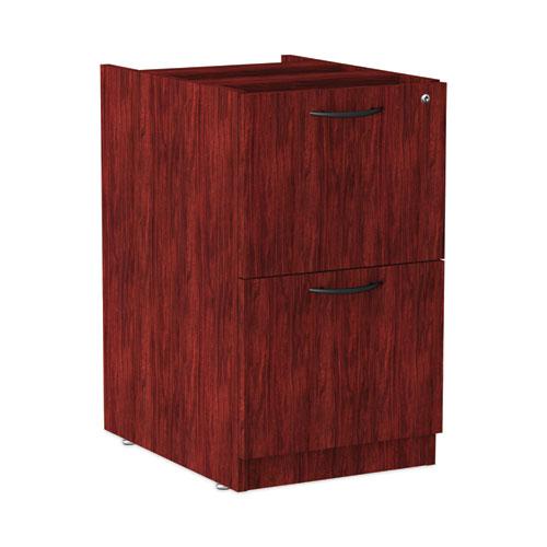 Alera Valencia Series Full Pedestal File, Left or Right, 2 Legal/Letter-Size File Drawers, Mahogany, 15.63" x 20.5" x 28.5". Picture 2