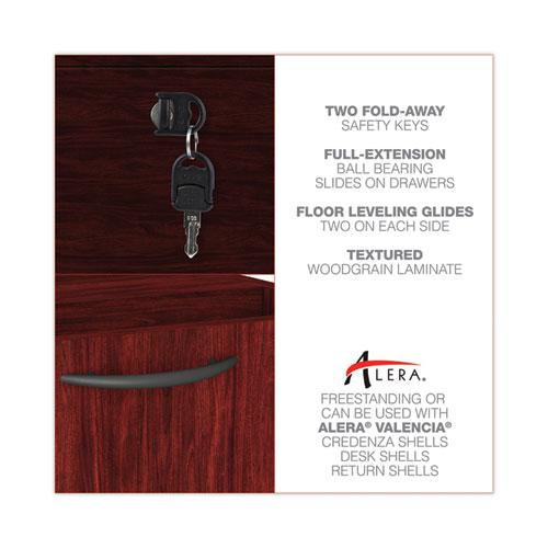 Alera Valencia Series Full Pedestal File, Left or Right, 2 Legal/Letter-Size File Drawers, Mahogany, 15.63" x 20.5" x 28.5". Picture 7