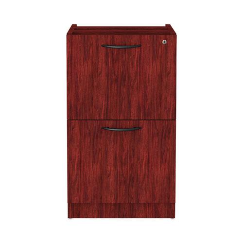 Alera Valencia Series Full Pedestal File, Left or Right, 2 Legal/Letter-Size File Drawers, Mahogany, 15.63" x 20.5" x 28.5". Picture 1