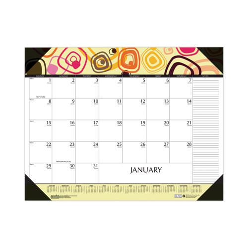 Recycled Desk Pad Calendar, Geometric Artwork, 22 x 17, White Sheets, Black Binding/Corners,12-Month (Jan to Dec): 2024. Picture 1