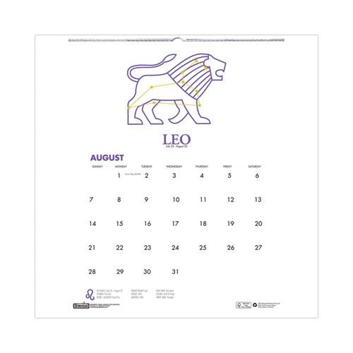 Recycled Academic Zodiac Wall Calendar, 11 x 14, Multicolor Sheets, 12-Month (Aug to July): 2024 to 2025. Picture 1