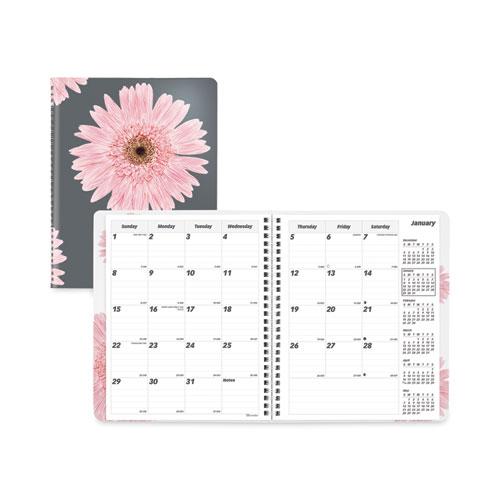 Essential Collection 14-Month Ruled Monthly Planner, 8.88 x 7.13, Daisy Black/Pink Cover, 14-Month (Dec to Jan): 2023 to 2025. Picture 1