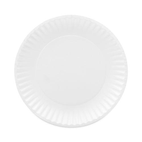 Coated Paper Plates, 9" dia, White, 100/Pack, 12 Packs/Carton. Picture 1