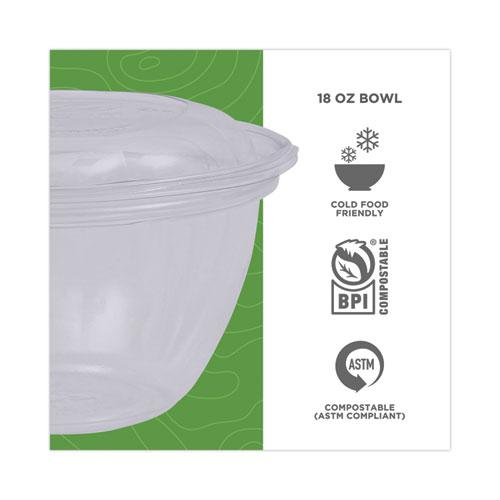 Renewable and Compostable Containers, 18 oz, 5.5" Diameter x 2.3"h, Clear, 150/Carton. Picture 4