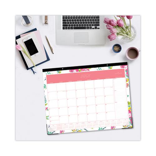 Day Designer Peyton Academic Desk Pad, Floral Artwork, 22 x 17, Black Binding, Clear Corners, 12-Month (July-June): 2024-2025. Picture 3