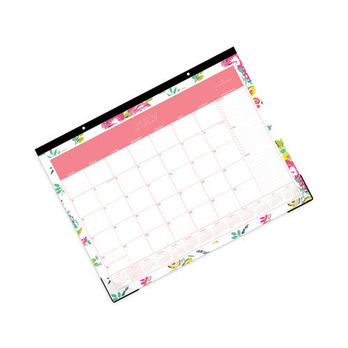 Day Designer Peyton Academic Desk Pad, Floral Artwork, 22 x 17, Black Binding, Clear Corners, 12-Month (July-June): 2024-2025. Picture 4