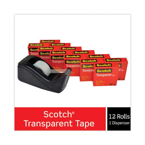 Transparent Tape Value Pack with Black Dispenser, 1" Core, 0.75" x 83.33 ft, Transparent. Picture 2