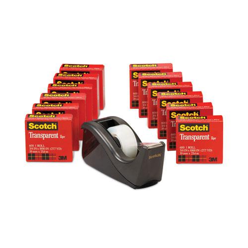 Transparent Tape Value Pack with Black Dispenser, 1" Core, 0.75" x 83.33 ft, Transparent. Picture 3