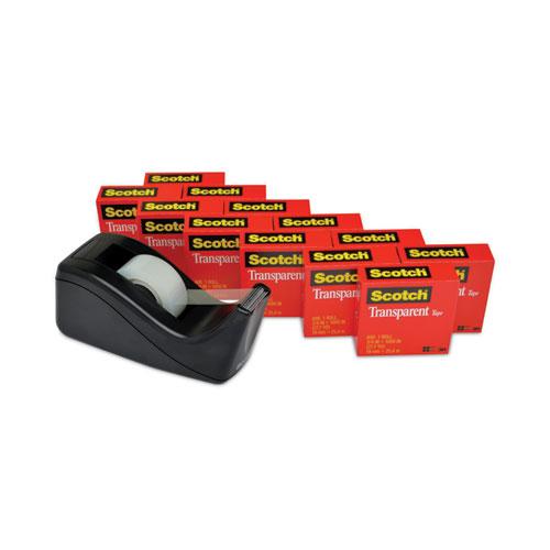 Transparent Tape Value Pack with Black Dispenser, 1" Core, 0.75" x 83.33 ft, Transparent. Picture 1