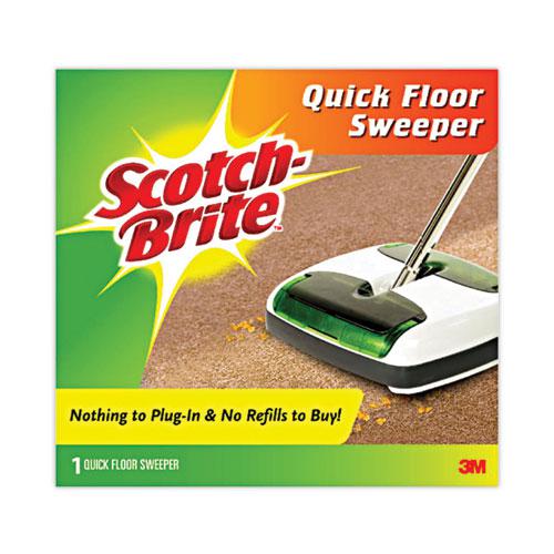 Quick Floor Sweeper, 42" Aluminum Handle, White/Gray/Green. Picture 1