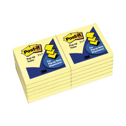 Original Canary Yellow Pop-up Refill, 3" x 3", Canary Yellow, 100 Sheets/Pad, 12 Pads/Pack. Picture 2