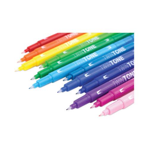 TwinTone Dual-Tip Markers, Bold/Extra-Fine Tips, Assorted Colors, Dozen. Picture 3