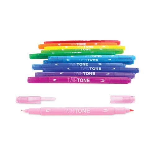 TwinTone Dual-Tip Markers, Bold/Extra-Fine Tips, Assorted Colors, Dozen. Picture 2