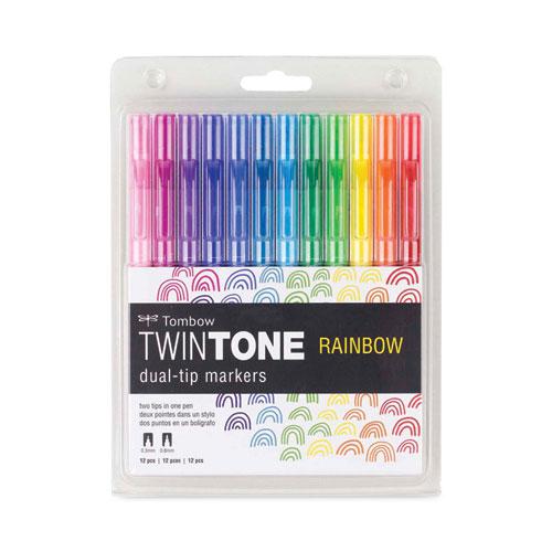 TwinTone Dual-Tip Markers, Bold/Extra-Fine Tips, Assorted Colors, Dozen. The main picture.
