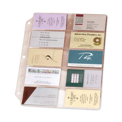 Business Card Refill Pages, For 2 x 3.5 Cards, Clear, 20 Cards/Sheet, 10 Sheets/Pack. Picture 1