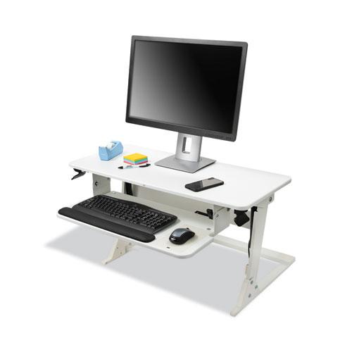 Precision Standing Desk, 35.4" x 23.2" x 6.2" to 20", White. Picture 5