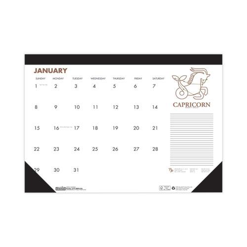 Recycled Zodiac Desk Pad Calendar, Zodiac Artwork, 18.5 x 13, White Sheets, Black Binding/Corners, 12-Month (Jan-Dec) 2024. Picture 2