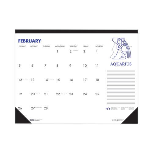 Recycled Zodiac Desk Pad Calendar, Zodiac Artwork, 18.5 x 13, White Sheets, Black Binding/Corners, 12-Month (Jan-Dec) 2024. Picture 3