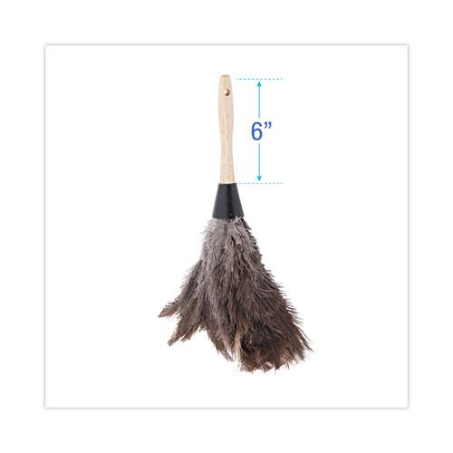 Professional Ostrich Feather Duster, Gray, 14" Length, 6" Handle. Picture 2