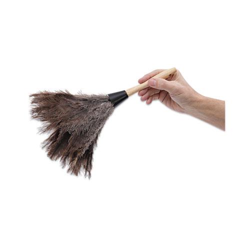 Professional Ostrich Feather Duster, Gray, 14" Length, 6" Handle. Picture 6