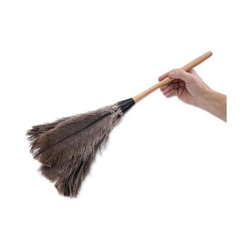 Set of 2 ostrich feather duster 20/25grm feather head stained 12m wood handles 