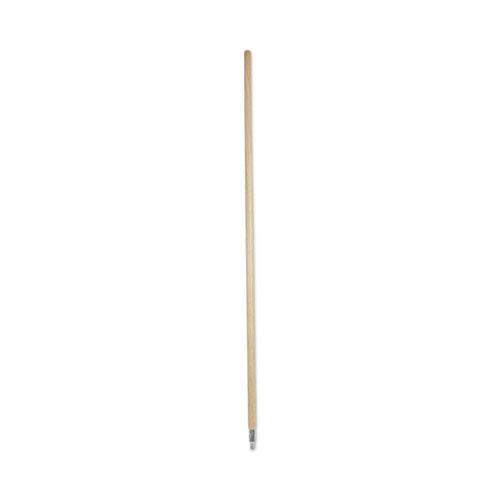 Metal Tip Threaded Hardwood Broom Handle, 1.13" dia x 60", Natural. Picture 1