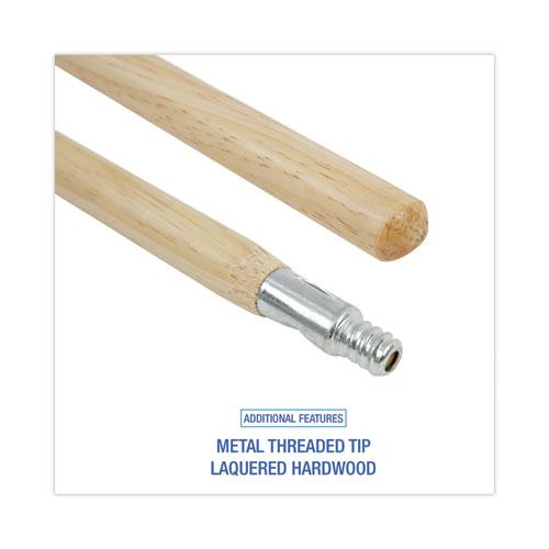 Metal Tip Threaded Hardwood Broom Handle, 1.13" dia x 60", Natural. Picture 3