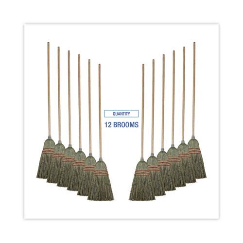 Mixed Fiber Maid Broom, Mixed Fiber Bristles, 55" Overall Length, Natural, 12/Carton. Picture 6