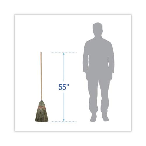 Mixed Fiber Maid Broom, Mixed Fiber Bristles, 55" Overall Length, Natural. Picture 2