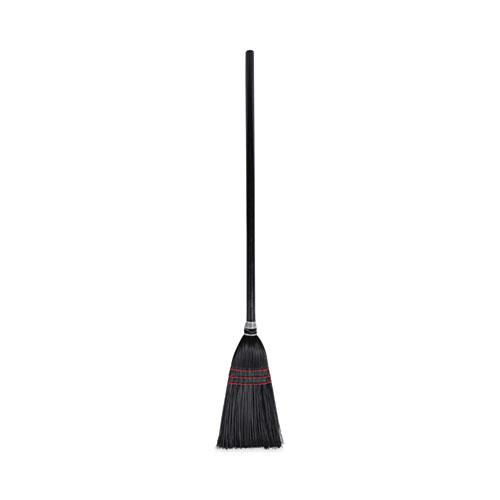 Flag Tipped Poly Lobby Brooms, Flag Tipped Poly Bristles, 38" Overall Length, Natural/Black, 12/Carton. Picture 1