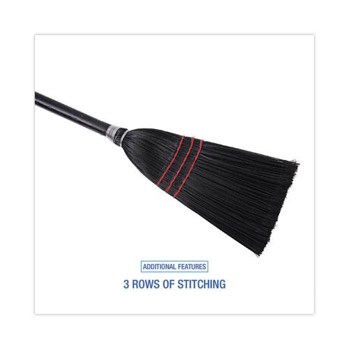Flag Tipped Poly Lobby Brooms, Flag Tipped Poly Bristles, 38" Overall Length, Natural/Black, 12/Carton. Picture 3