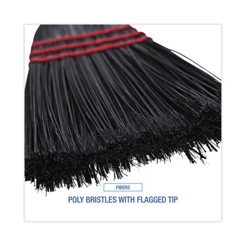 Flag Tipped Poly Lobby Brooms, Flag Tipped Poly Bristles, 38" Overall Length, Natural/Black, 12/Carton. Picture 4