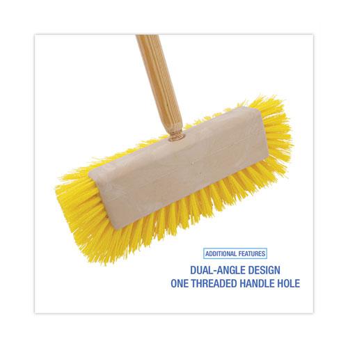Dual-Surface Scrub Brush, Yellow Polypropylene Bristles, 10" Brush, Plastic Handle. Picture 3