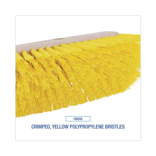 Dual-Surface Scrub Brush, Yellow Polypropylene Bristles, 10" Brush, Plastic Handle. Picture 4
