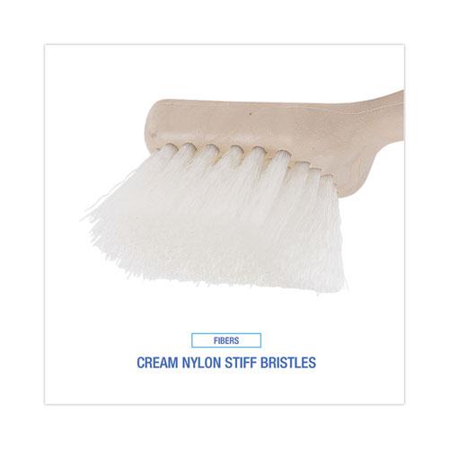 Utility Brush, Cream Nylon Bristles, 5.5" Brush, 3.5" Tan Plastic Handle. Picture 4