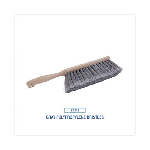 Counter Brush, Gray Flagged Polypropylene Bristles, 4.5" Brush, 3.5" Tan Plastic Handle. Picture 4