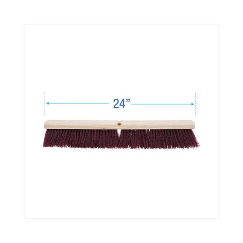Floor Brush Head, 3.25" Maroon Stiff Polypropylene Bristles, 24" Brush. Picture 2
