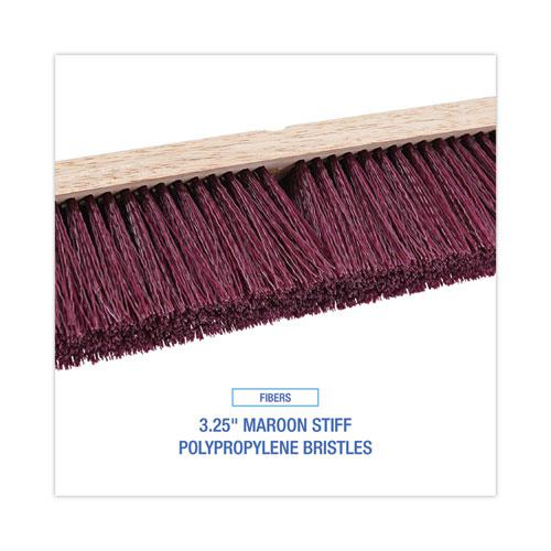 Floor Brush Head, 3.25" Maroon Stiff Polypropylene Bristles, 24" Brush. Picture 4