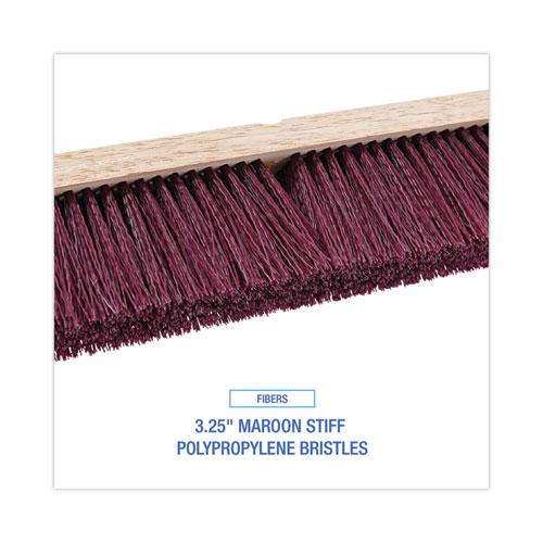 Floor Brush Head, 3.25" Maroon Stiff Polypropylene Bristles, 36" Brush. Picture 4