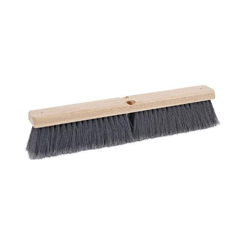 Floor Brush Head, 3" Gray Flagged Polypropylene Bristles, 18" Brush. Picture 1