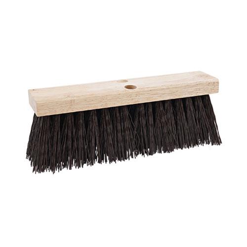 Street Broom Head, 6.25" Brown Polypropylene Bristles, 16" Brush. Picture 1