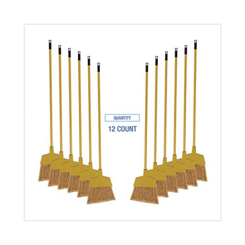 Corn Fiber Angled-Head Lobby Brooms, 55" Handle, Yellow, 12/Carton. Picture 6