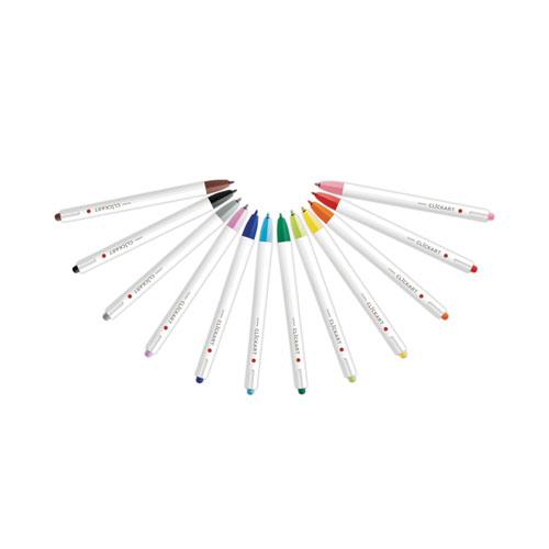 ClickArt Porous Point Pen, Retractable, Fine 0.6 mm, Assorted Ink Colors, White/Assorted Barrel, 12/Pack. Picture 4