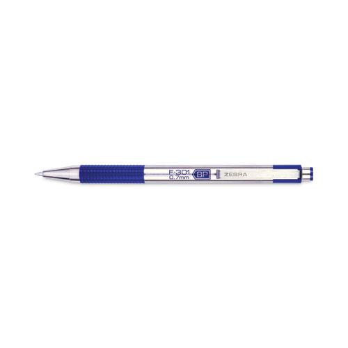 F-301 Ballpoint Pen, Retractable, Fine 0.7 mm, Blue Ink, Stainless Steel/Blue Barrel. Picture 2