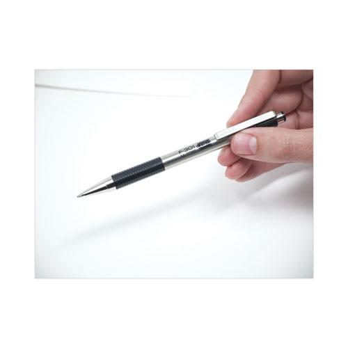 F-301 Ballpoint Pen, Retractable, Fine 0.7 mm, Black Ink, Stainless Steel/Black Barrel. Picture 2