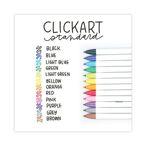 ClickArt Porous Point Pen, Retractable, Fine 0.6 mm, Assorted Ink Colors, White/Assorted Barrel, 12/Pack. Picture 2