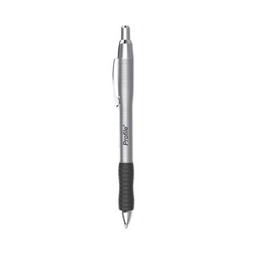 Profile Metal Ballpoint Pen, Retractable, Medium 1 mm, Black Ink, Silver Barrel, Dozen. Picture 1