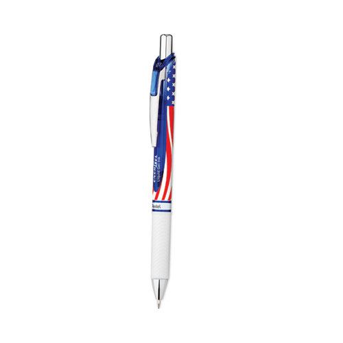 EnerGel RTX Stars and Stripes Gel Pen, Retractable, Medium 0.7 mm, Black Ink, Red/White/Blue Barrel, Dozen. Picture 1