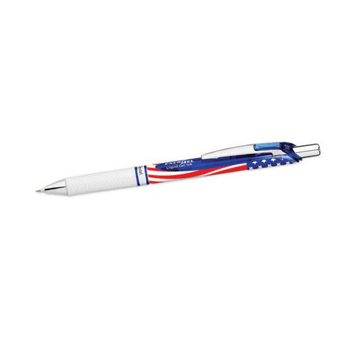 EnerGel RTX Stars and Stripes Gel Pen, Retractable, Medium 0.7 mm, Black Ink, Red/White/Blue Barrel, Dozen. Picture 4