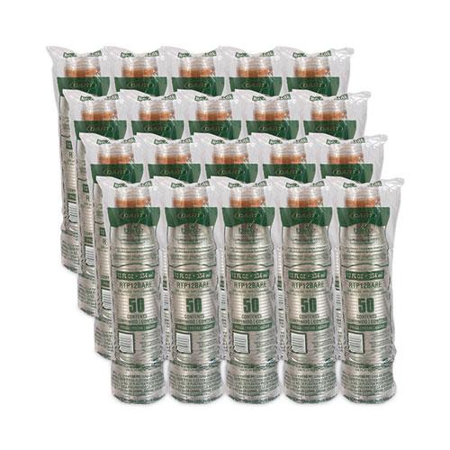 Bare Eco-Forward RPET Cold Cups, ProPlanet Seal, 12 oz to 14 oz, Leaf Design, Clear, Squat, 50/Pack, 20 Packs/Carton. Picture 5